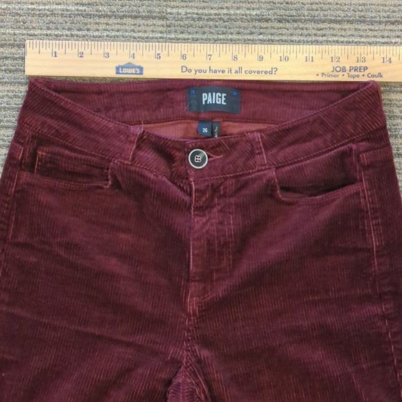 Paige Womens Huxton Ankle Pants Size 26 Corduroy Skinny Stretch Wine Maroon - Picture 4 of 6